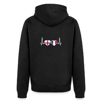 Angleterre France Vintage Heartbeat drapeau - Veste à capuche bio Premium Unisexe - noir - Dos - Nico (187cm)