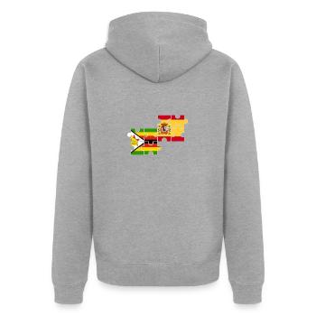 Zimbabwe Espagne Drapeau Espagnol Zimbabwéen - Veste à capuche bio Premium Unisexe - gris chiné - Dos - Nico (187cm)