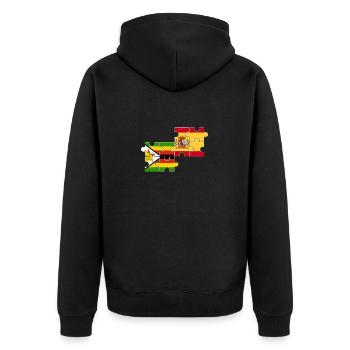 Simbabwe Spanien Flagge Spanier Simbabwer - Unisex Premium Bio Zip Hoodie - Schwarz - Hinten - Nico (187cm)