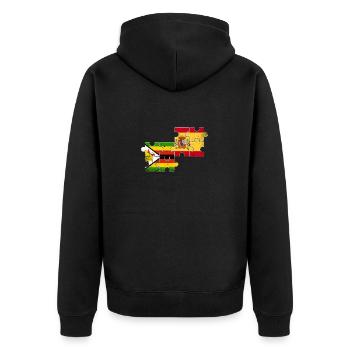 Simbabwe Spanien Vintage Flagge Spanier Simbabwer - Unisex Premium Bio Zip Hoodie - Schwarz - Hinten - Nico (187cm)