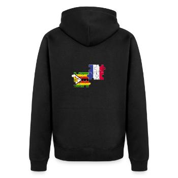Simbabwe Frankreich Vintage Flagge Simbabwer - Unisex Premium Bio Zip Hoodie - Schwarz - Hinten - Nico (187cm)