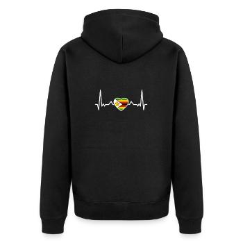 Simbabwe Herzschlag Simbabwische Flagge Simbabwer - Unisex Premium Bio Zip Hoodie - Schwarz - Hinten - Nico (187cm)