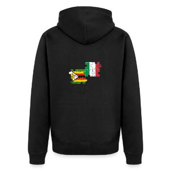 Simbabwe Italien Vintage Flagge Simbabwer - Unisex Premium Bio Zip Hoodie - Schwarz - Hinten - Nico (187cm)