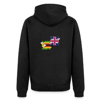 Zimbabwe UK Flagge Britisch Zimbabwisch - Unisex Premium Bio Zip Hoodie - Schwarz - Hinten - Nico (187cm)