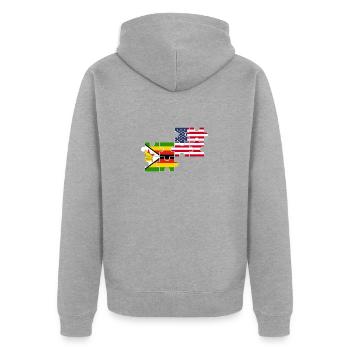 Zimbabwe, Etats-Unis, drapeau, Américain, Zimbabwéen - Veste à capuche bio Premium Unisexe - gris chiné - Dos - Nico (187cm)