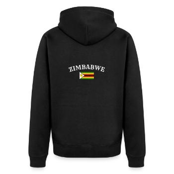 Zimbabwe Simbabwe Simbabwische Flagge Simbabwer - Unisex Premium Bio Zip Hoodie - Schwarz - Hinten - Nico (187cm)