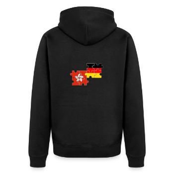 Hongkong Deutschland Flagge Deutsch Hongkonger - Unisex Premium Bio Zip Hoodie - Schwarz - Hinten - Nico (187cm)
