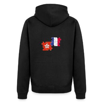 Hong Kong France Drapeau Français Hong Kong - Veste à capuche bio Premium Unisexe - noir - Dos - Nico (187cm)
