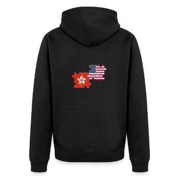 Hong Kong USA Flagge Amerikaner Hong Konger - Unisex Premium Bio Zip Hoodie - Schwarz - Hinten - Nico (187cm)