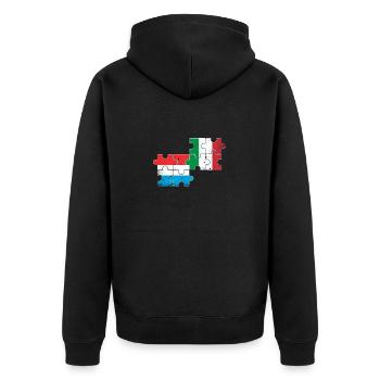 Luxemburg Italien Herzschlag Flagge Luxemburger - Unisex Premium Bio Zip Hoodie - Schwarz - Hinten - Nico (187cm)