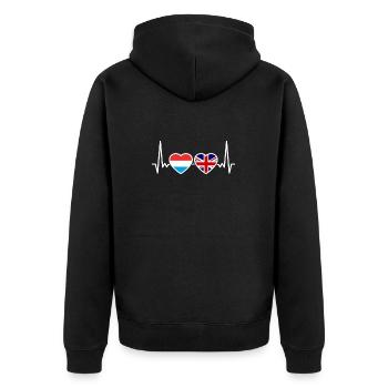 Luxembourg UK Heartbeat Flag Luxembourgeois britannique - Veste à capuche bio Premium Unisexe - noir - Dos - Nico (187cm)