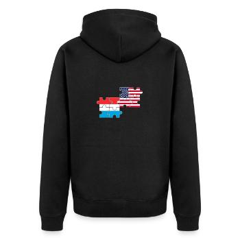 Luxemburg USA Flagge Amerikaner Luxemburger - Unisex Premium Bio Zip Hoodie - Schwarz - Hinten - Nico (187cm)