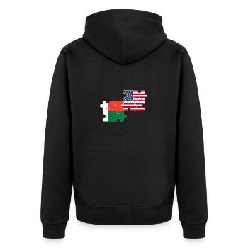 Madagascar USA Flag American Malagasy - Unisex Premium Organic Zip Hoodie - black - Back - Nico (187cm)