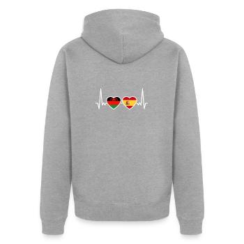 Malawi Spain Heartbeat Flag Spanish Malawian - Unisex Premium Organic Zip Hoodie - heather grey - Back - Nico (187cm)