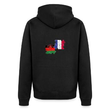 Malawi France Vintage Flag French - Unisex Premium Organic Zip Hoodie - black - Back - Nico (187cm)