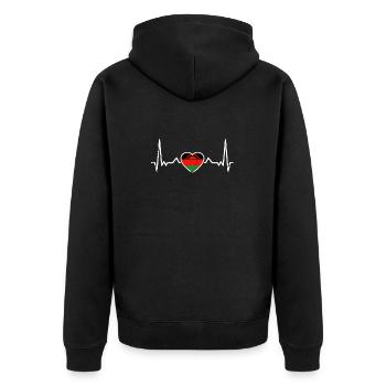Malawi Vintage Heartbeat Malawian Flag - Unisex Premium Organic Zip Hoodie - black - Back - Nico (187cm)