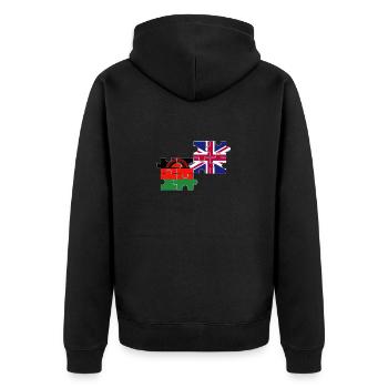 Malawi UK Flag British Malawians - Unisex Premium Organic Zip Hoodie - black - Back - Nico (187cm)