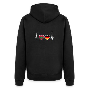 Malediven Deutschland Herzschlag Flagge Malediver - Unisex Premium Bio Zip Hoodie - Schwarz - Hinten - Nico (187cm)