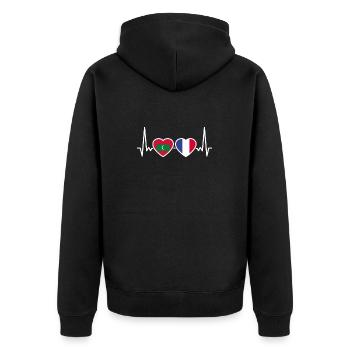 Malediven Frankreich Herzschlag Flagge Malediver - Unisex Premium Bio Zip Hoodie - Schwarz - Hinten - Nico (187cm)