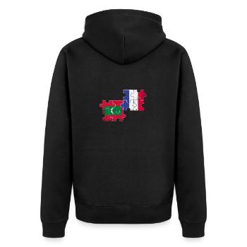 Malediven Frankreich Vintage Flagge Malediver - Unisex Premium Bio Zip Hoodie - Schwarz - Hinten - Nico (187cm)
