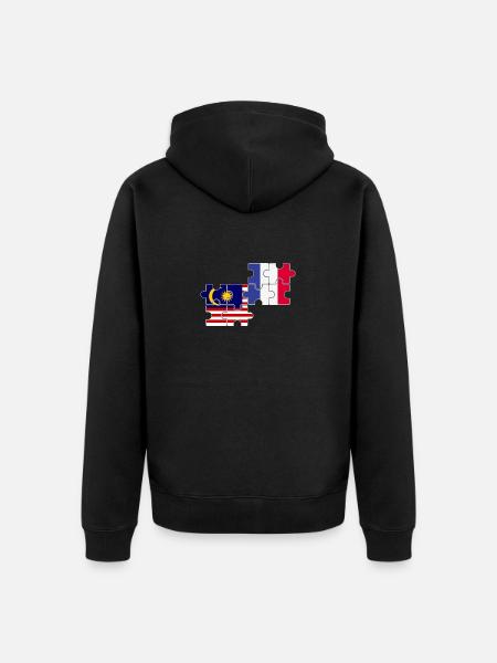 Malaisie France Drapeau Français Malaisien - Veste à capuche bio Premium Unisexe - noir