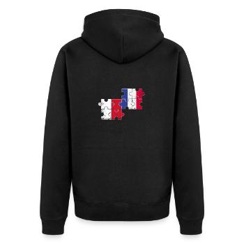 Malta Frankreich Vintage Flagge Maltesisch - Unisex Premium Bio Zip Hoodie - Schwarz - Hinten - Nico (187cm)