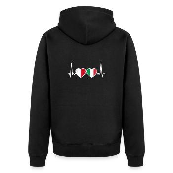 Malta Italien Herzschlag Flagge Maltesisch - Unisex Premium Bio Zip Hoodie - Schwarz - Hinten - Nico (187cm)
