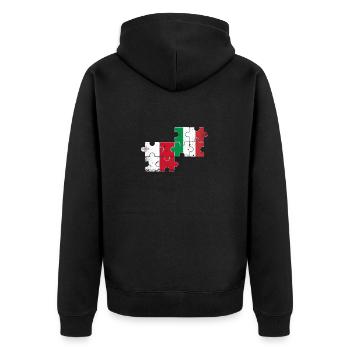 Malta Italien Vintage Flagge Maltesisch - Unisex Premium Bio Zip Hoodie - Schwarz - Hinten - Nico (187cm)