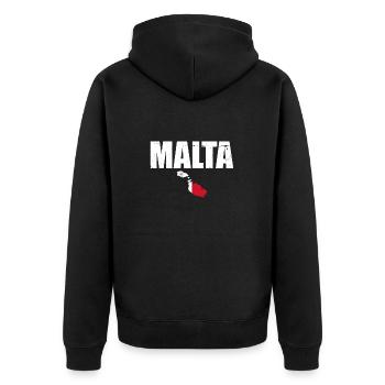 Malta Vintage Karte Maltesische Flagge - Unisex Premium Bio Zip Hoodie - Schwarz - Hinten - Nico (187cm)