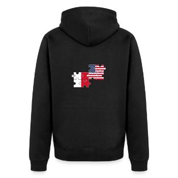 Malta USA Flagge Amerikanisch Maltesisch - Unisex Premium Bio Zip Hoodie - Schwarz - Hinten - Nico (187cm)