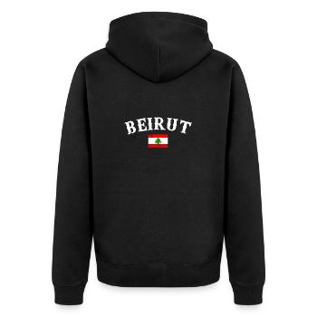 Beirut Libanon Vintage Libanesische Flagge - Unisex Premium Bio Zip Hoodie - Schwarz - Hinten - Nico (187cm)