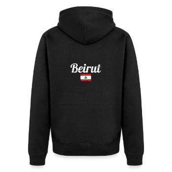 Beirut Libanon Vintage Libanesisch Flagge Libanese - Unisex Premium Bio Zip Hoodie - Schwarz - Hinten - Nico (187cm)