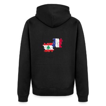 Libanon Frankreich Vintage Flagge Libanese - Unisex Premium Bio Zip Hoodie - Schwarz - Hinten - Nico (187cm)