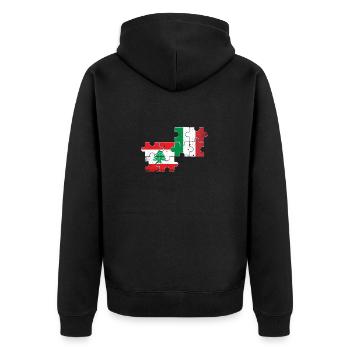 Libanon Italien Vintage Flagge Libanese - Unisex Premium Bio Zip Hoodie - Schwarz - Hinten - Nico (187cm)