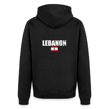 Libanon Vintage Libanesische Flagge Libanese - Unisex Premium Bio Zip Hoodie - Schwarz - Hinten - Nico (187cm)