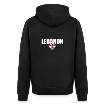 Libanon Liebe Vintage Libanesische Flagge Libanese - Unisex Premium Bio Zip Hoodie - Schwarz - Hinten - Nico (187cm)