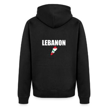 Libanon Vintage Karte Libanesische Flagge Libanese - Unisex Premium Bio Zip Hoodie - Schwarz - Hinten - Nico (187cm)
