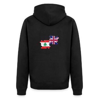 Libanon UK Flagge Britisch Libanesisch - Unisex Premium Bio Zip Hoodie - Schwarz - Hinten - Nico (187cm)