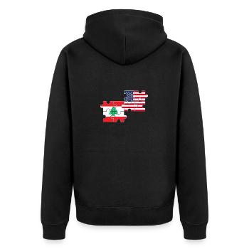 Libanon USA Flagge Amerikanisch Libanesisch - Unisex Premium Bio Zip Hoodie - Schwarz - Hinten - Nico (187cm)
