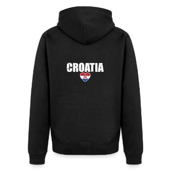Croatia Vintage Herz Kroatien Kroatische Flagge - Unisex Premium Bio Zip Hoodie - Schwarz - Hinten - Nico (187cm)