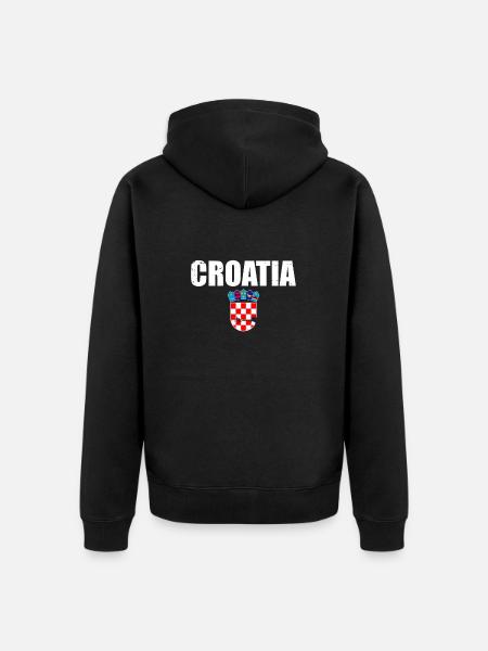 Kroatien vintage våbenskjold Kroatien kroatisk flag - Premium økologisk unisex-hættejakke - sort