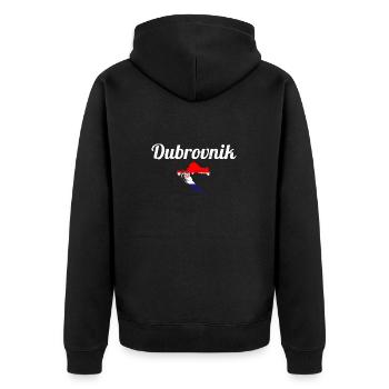 Dubrovnik Vintage Map Croatia Croatian Flag - Unisex Premium Organic Zip Hoodie - black - Back - Nico (187cm)