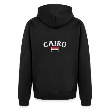 Cairo Vintage Ägypten Ägyptische Flagge Ägypter - Unisex Premium Bio Zip Hoodie - Schwarz - Hinten - Nico (187cm)