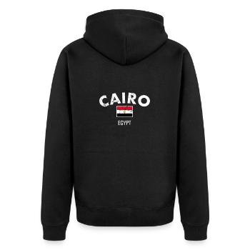 Cairo Vintage Ägypten Ägyptische Flagge Ägypter - Unisex Premium Bio Zip Hoodie - Schwarz - Hinten - Nico (187cm)