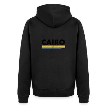 Cairo Vintage Retro Egypt Ägypten Ägypter - Unisex Premium Bio Zip Hoodie - Schwarz - Hinten - Nico (187cm)