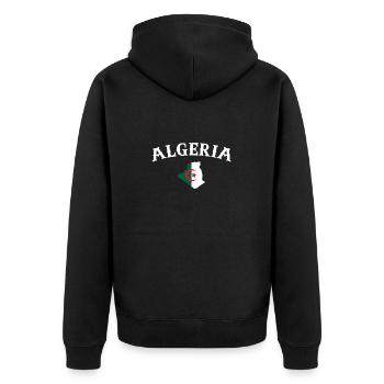 Algeria Karte Algerien Algerische Flagge Algerier - Unisex Premium Bio Zip Hoodie - Schwarz - Hinten - Nico (187cm)