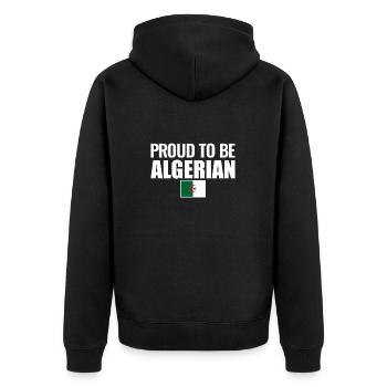 Proud To Be Algerian Algeria Algerian Flag - Unisex Premium Organic Zip Hoodie - black - Back - Nico (187cm)