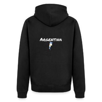 Argentina Vintage Karte Argentinien Flagge - Unisex Premium Bio Zip Hoodie - Schwarz - Hinten - Nico (187cm)