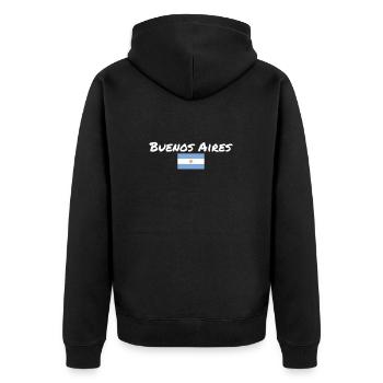 Buenos Aires Argentinien Argentinische Flagge - Unisex Premium Bio Zip Hoodie - Schwarz - Hinten - Nico (187cm)