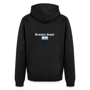 Buenos Aires Vintage Argentinien Flagge - Unisex Premium Bio Zip Hoodie - Schwarz - Hinten - Nico (187cm)